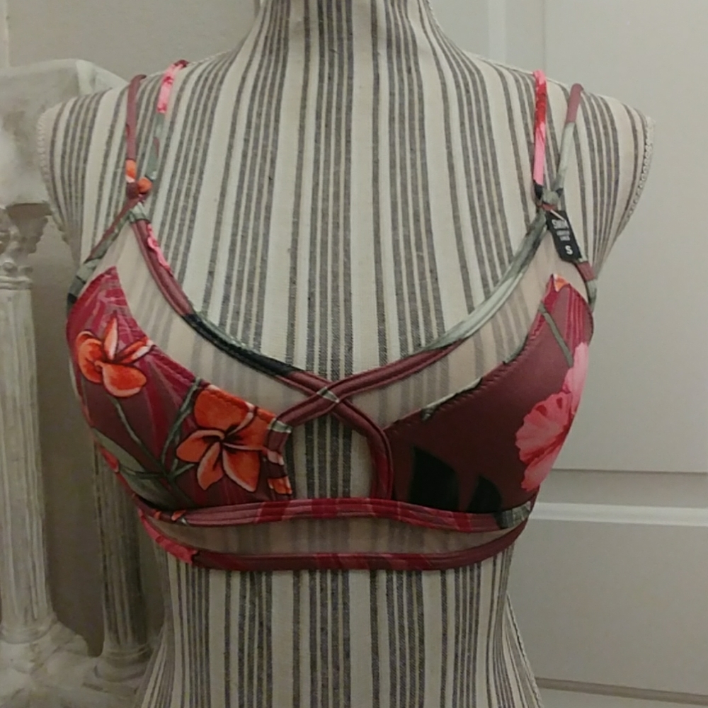 PINK Victoria's Secret Floral Triangle&Mesh 👙 Top